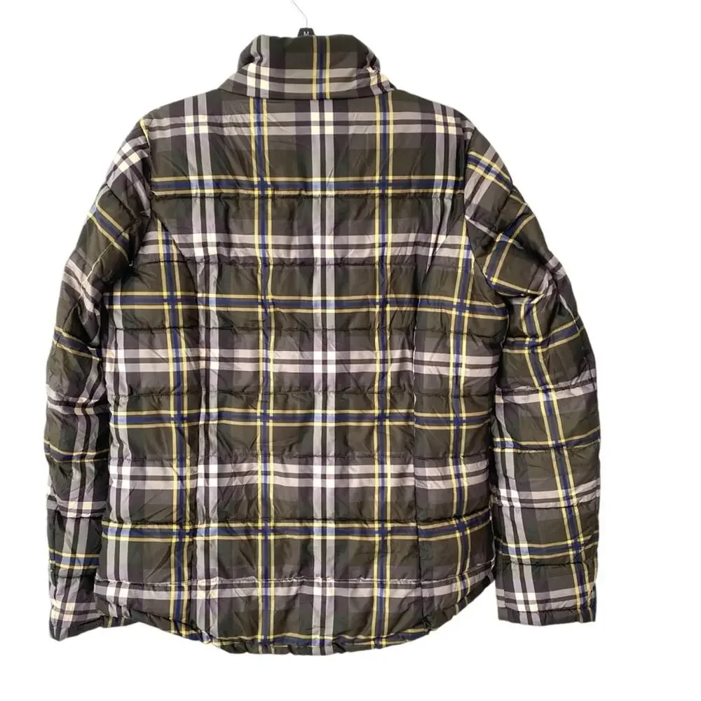 Lauren Ralph Lauren Green Plaid Puffer Quilted Jacket Loden Check size medium